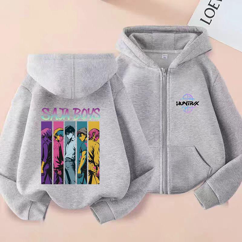 Lovci démonů K-pop Film Mikina na zip Módní Oversized Bunda Zapínací Mikina Streetwear