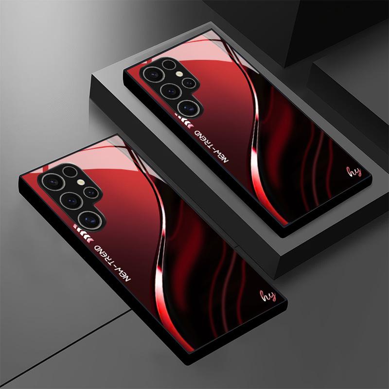 Deep Red Filum Aquae Durable PhoneCase Glass PhoneCase for Samsung Galaxy S26 S25 S24 S23 S22 FE Ultra Plus Men's Style Business