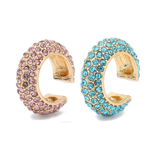 New Arrival Multicolor CZ Crystal Ear Cuff Stackable C Shaped Ear Clips No Pierced Cartilage Earring for Women Earcuffs