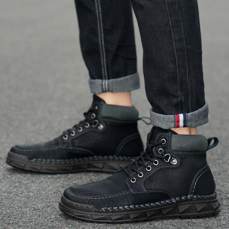 FashionClassic Men's Shoes High Quality Outdoor Boots Men All-match Genuine Leather Outdoor Boots Fashion Brand Mens Low Top Sneakers