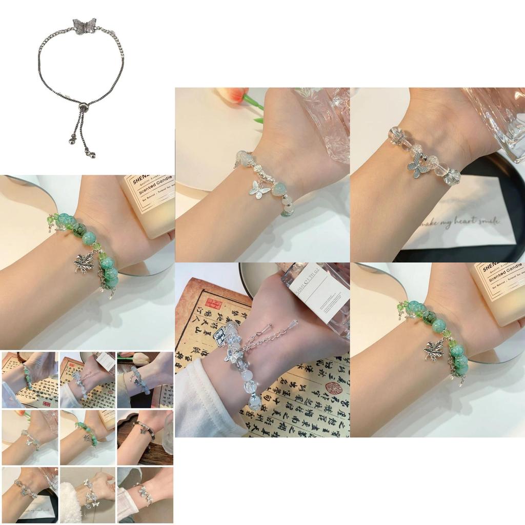 Elegant Blue Gradient Gemstone Butterfly Bracelet For Women Luxurious Summer Jewelry