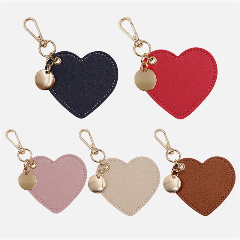 In-Stock Heart-Shaped PU Leather Keychain Pendant - Car Key Gift