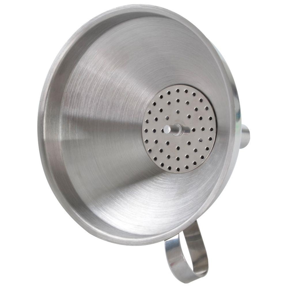 Kitchen Steel Funnel with Strainer for Bottles, Carboys, Wine, Juice