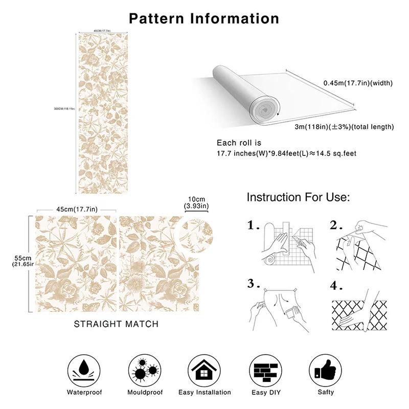 Self-Adhesive Wall Panels Champagne Flower Decals, Removable Waterproof Art for Home, Apartment, Office