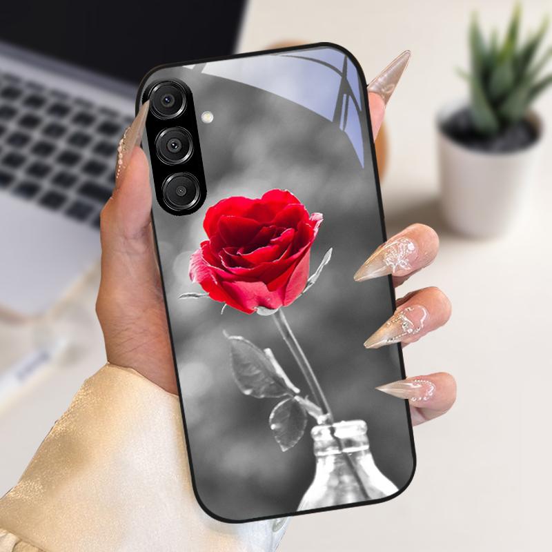 Fashion Coque For Samsung A55 A56 Case A25 A26 Tempered Glass Phone Cover For Galaxy A15 A35 A36 Hard PC Glass Protective Fundas