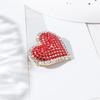 Brooch Red Rhinestones-Encrusted Heart Shape Pin Clothes Jackets Bags Hats Badge Decorative Accessory