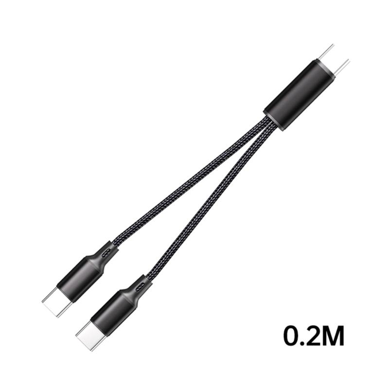 USB C to 2 USB C Splitter Cable Type C Power Cable Nylon Braided, Charge Multiple USB C Gadgets from One USB Source