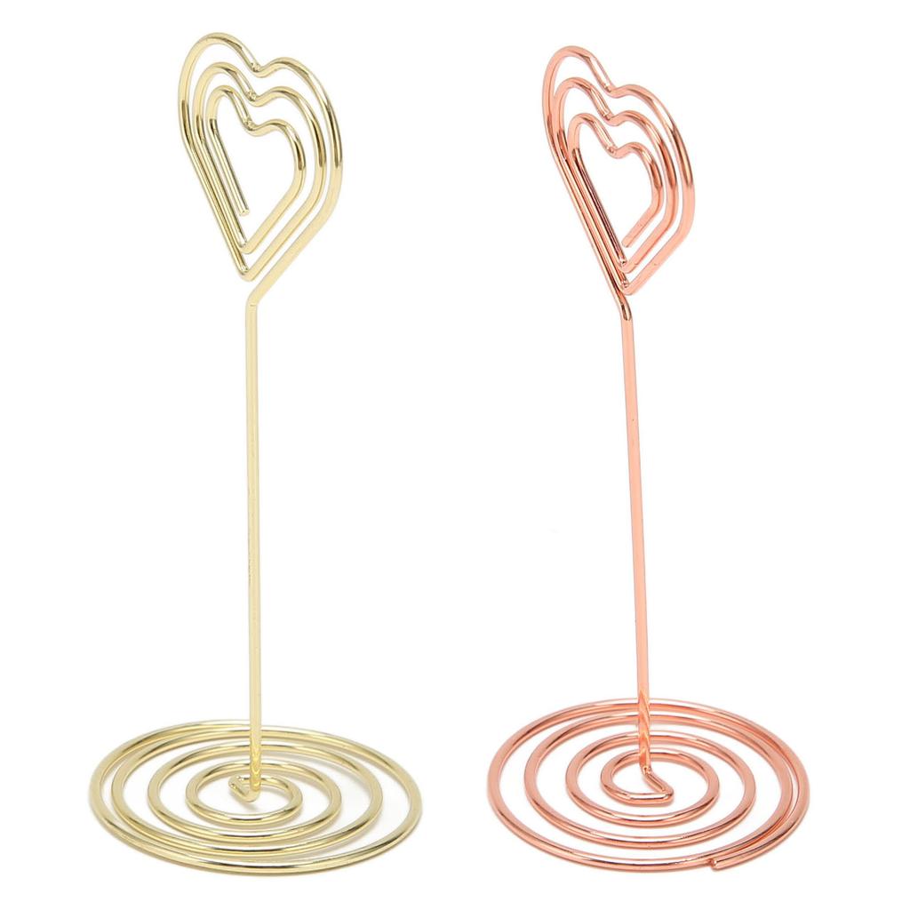 10Pcs Table Number Stands Layered Heart Style Stable Base Electroplated Metal Place Card Holder for 