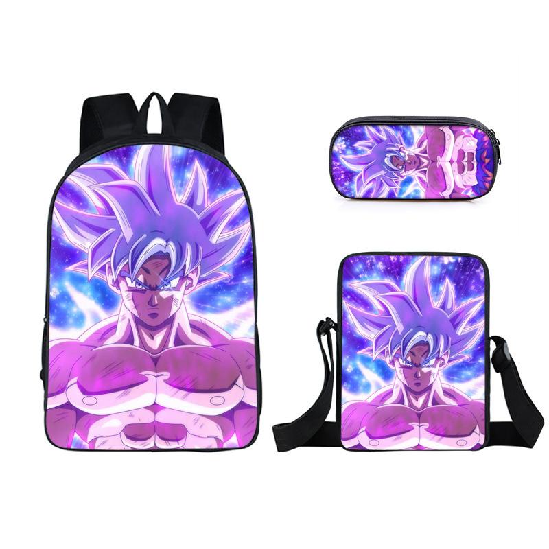 Animation seven dragon ball backpack, primary and secondary school schoolbag, satchel, shoulder bag, pencil case three-piece set