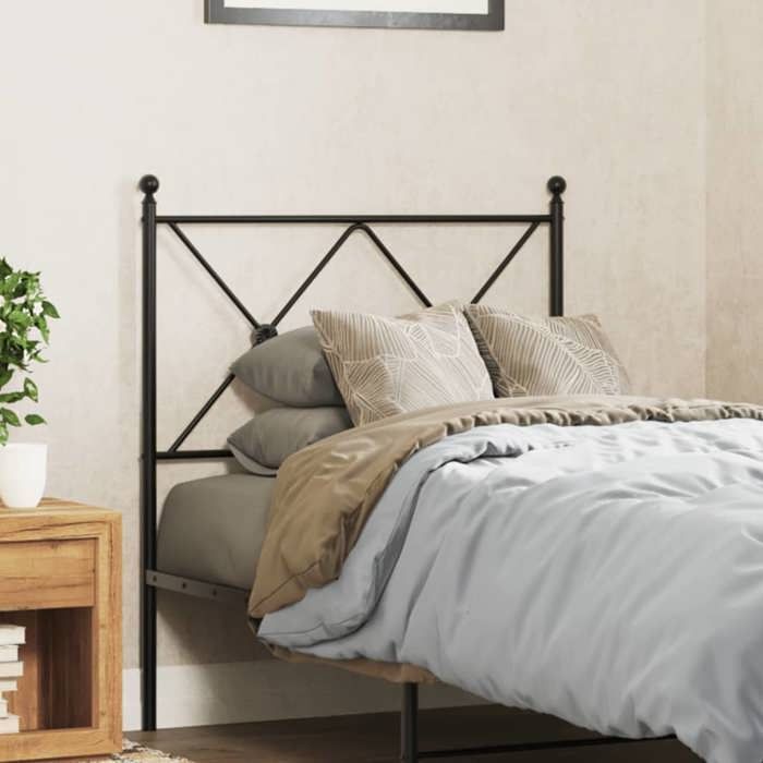 VidaXL Black Metal Headboard 75 Cm, Headboard for Single Bed, Black Headboard,, Metal Headboard 376528