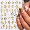 5D Embossed Gold & Silver Floral Nail Stickers with Hollow Circles & Petals