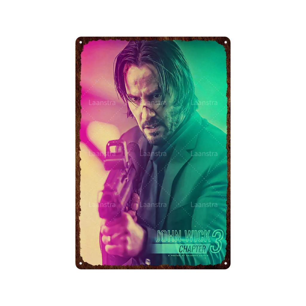 Vintage Movie Poster John Wick Poster Metal Sign Decorative Tin Painting Home Cafe Bar Kraft Poster Wall Sticker Decoration