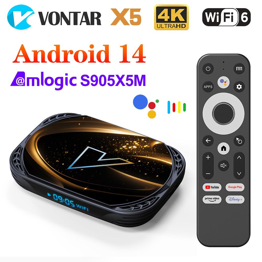 VONTAR X5 Android 14 TV Box Amlogic S905X5M 1000M Wifi6 4K 60fps AV1 Google Player Youtube Media Player
