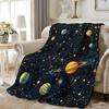 1pc Cozy Universe-Themed Flannel Blanket with Vibrant Planets & Stars Design – Soft, Warm, and Lightweight  – Perfect