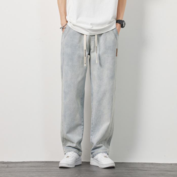Retro Jeans Men's Spring and Autumn Straight Loose Trendy Brand Wide-leg Versatile Casual Long Pants for Boys