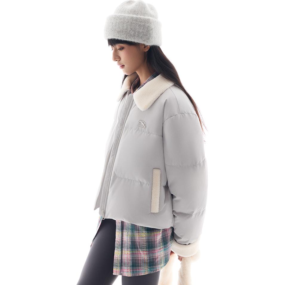 Anta Gradient Zipper Collar Comfortable Breathable Versatile Casual Down Jacket Women Outerwear Cloud-Gray 962448904-1