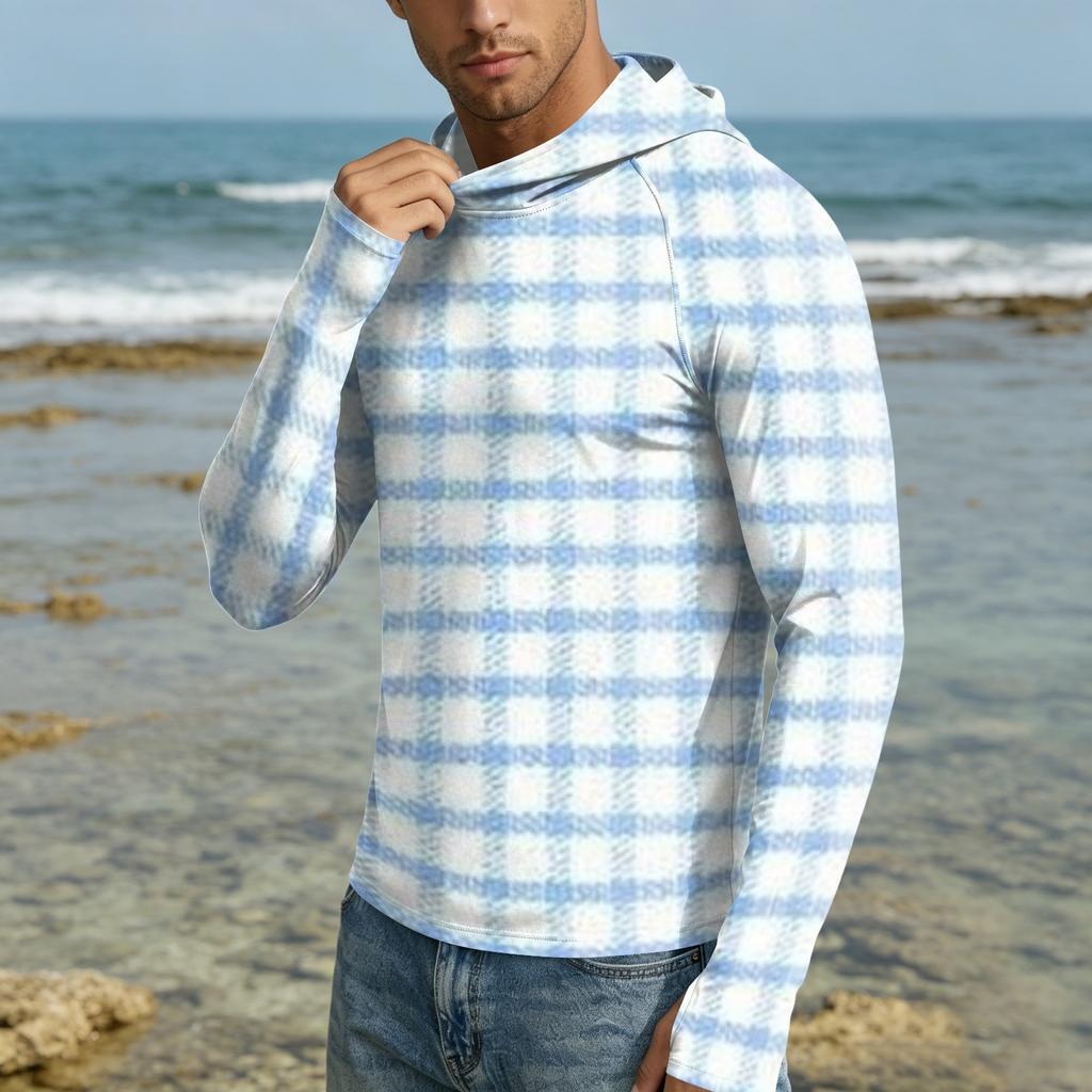 Herren UPF50+ Sonnenschutz-Kapuzenpullover Leichte Schnelltrocknende Langarm-Kapuzenjacke für Outdoor-Aktivitäten mit Atmungsaktivem Stoff und Bequemer Passform