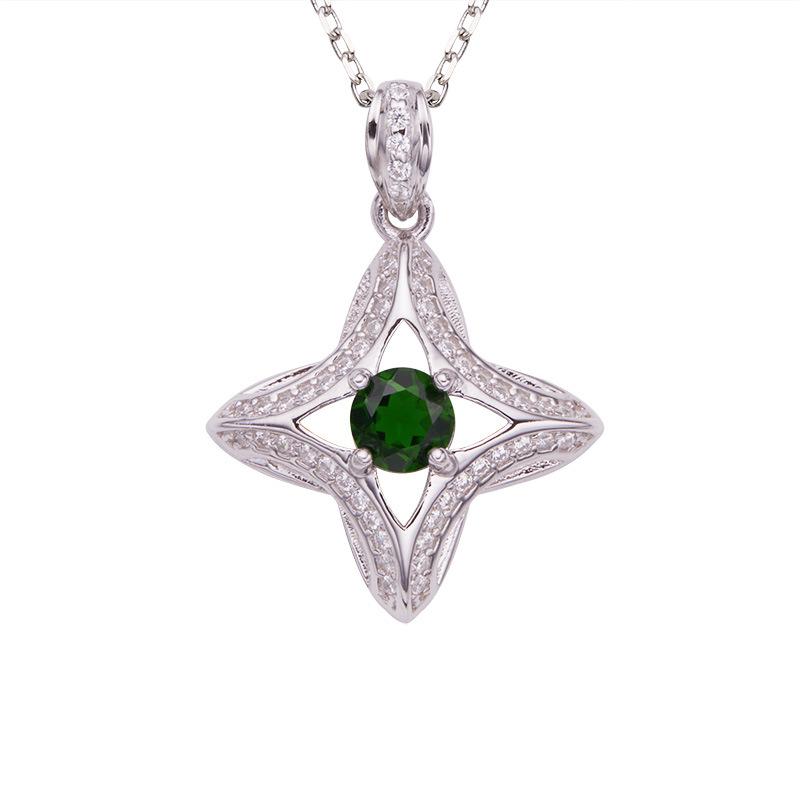 Natural Sapphire Diopside Topaz Aquamarine Colored Treasure Necklace Women'S S925 Silver Star Pendant