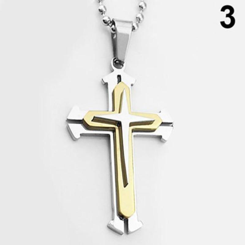 Herren Kreuz Anhänger Edelstahl Kette Halskette Schmuck Charm Geschenk