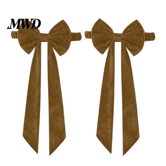 Birthday Party Chair Bows Burgundy Velvet Sashes with Elastic Straps, Reusable Bow Tie Wedding Reception Decor Back Cover, Decorative Ribbon