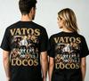 new Neutral crewneck  with immersive retro character collage pattern print for movie theme Largesized cotton Tshirt