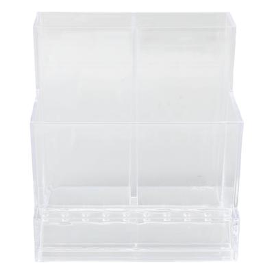 Scatola Porta Pennelli Trucco Plastica Trasparente Design a Scomparti Porta Pennelli Cosmetici Multifunzionale