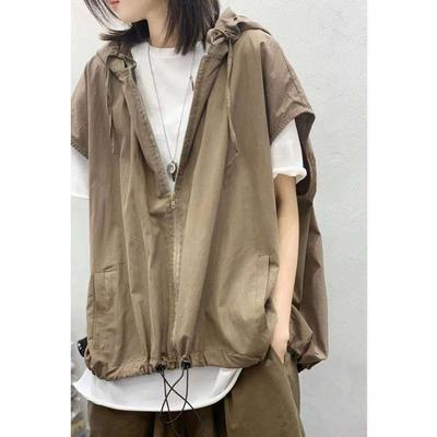 Women's Loose Jacket, Retro Plus Size Hooded Casual Vest, Women's Spring and Autumn Summer Style, Vest