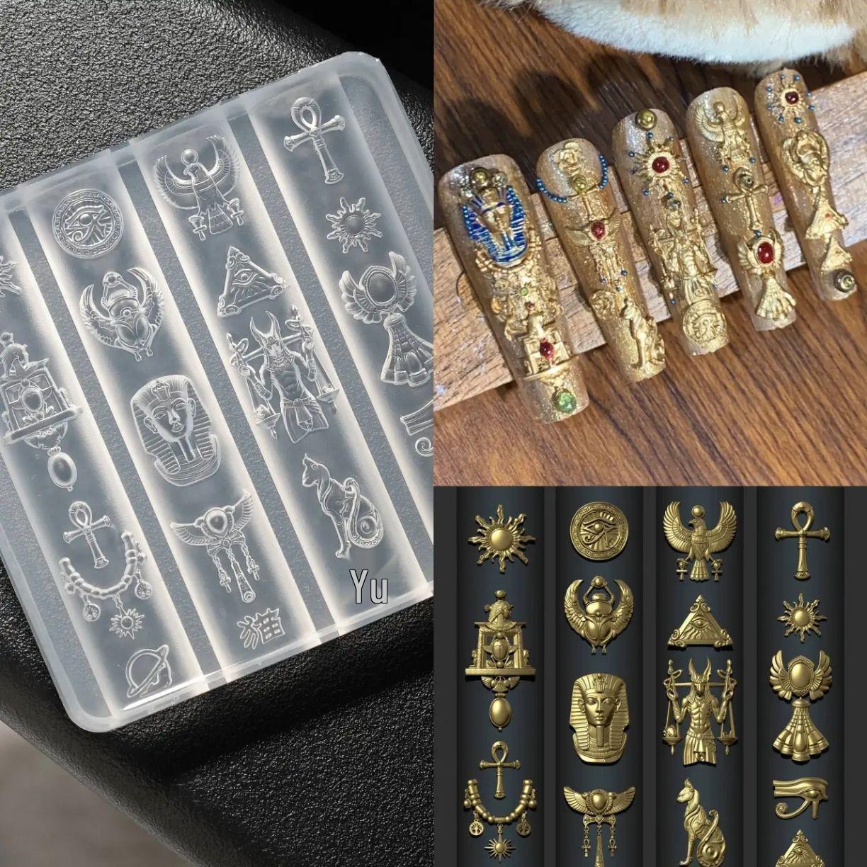 Retro Egyptian Exotic Style Silicone Nail Art Mold