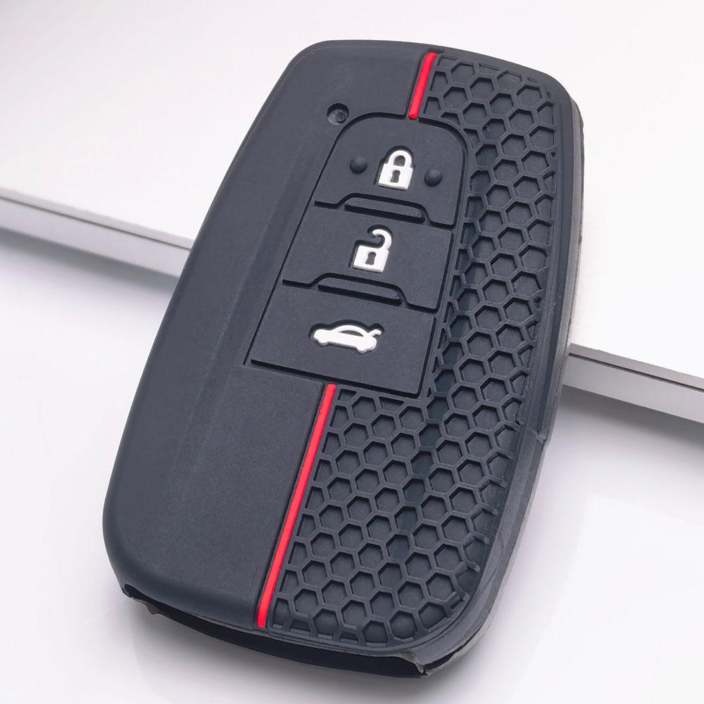 Silicone Car Key Fob Cover Compatible with Toyota Camry Corolla RAV4 Highlander Avalon C-HR Prius 3 Button Smart, Fits Toyota Camry Corolla RAV4 Prius чёрный