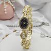 Ladies Bracelet Watch Faux Pearl Oval Dial Watch Women Vintage Quartz Wristwatch Elegant Dress Watch for Party Date
