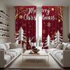 2-piece HD Digital Red Tie Christmas Street View Pine Snow Curtain Home Decoration Style Decoration Living Room Bedroom Through