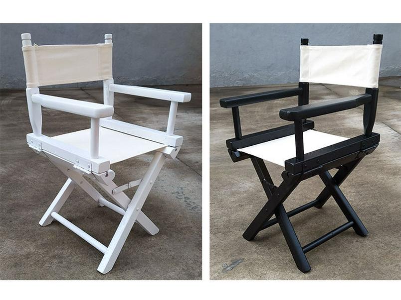 Children's Solid Wood Director Chair with Folding Backrest - Log Color Game Seat.