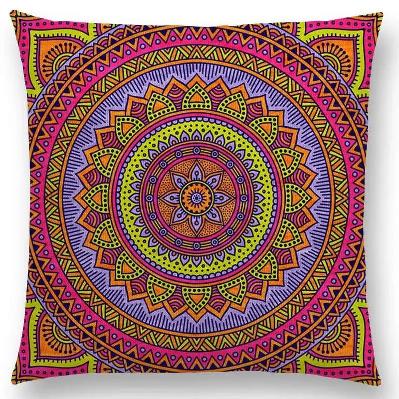 Hippie Mandala Boho Rainbow Floral Pattern Decor Throw Pillow Case Sun Moon Flowers Dream Fantasy Gorgeous Cushion Cover Sofa