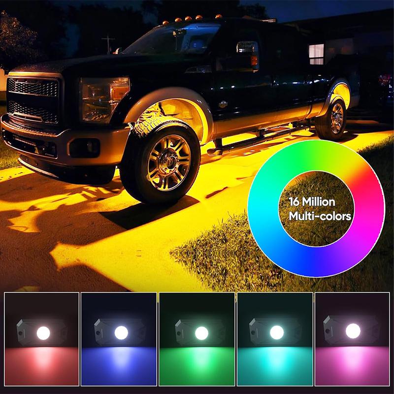 Underbelysning Rock Lights 8 /12 Poddar RGB LED Flerfärgade App Fjärrkontroll Musikläge Bra För Pickup ATV RZR UTV Chassibelysning
