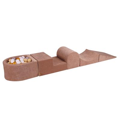 Schaumstoff-Kletterblöcke für Kleinkinder® Beige 4 Elemente mit Bällebad 57x45x30cm