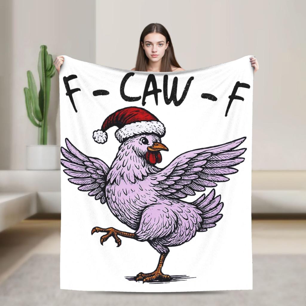 Warm Soft Blanket Girls Boys Picnic F-Caw-F Chicken Cartoon Bedding Throws Flannel Bedspread For Living Room Sofa Bed Cover
