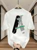 Summer 100% Cotton Men's T-shirt Abstract Graffiti Letter Print Breathable Casual White Streetwear for Daily