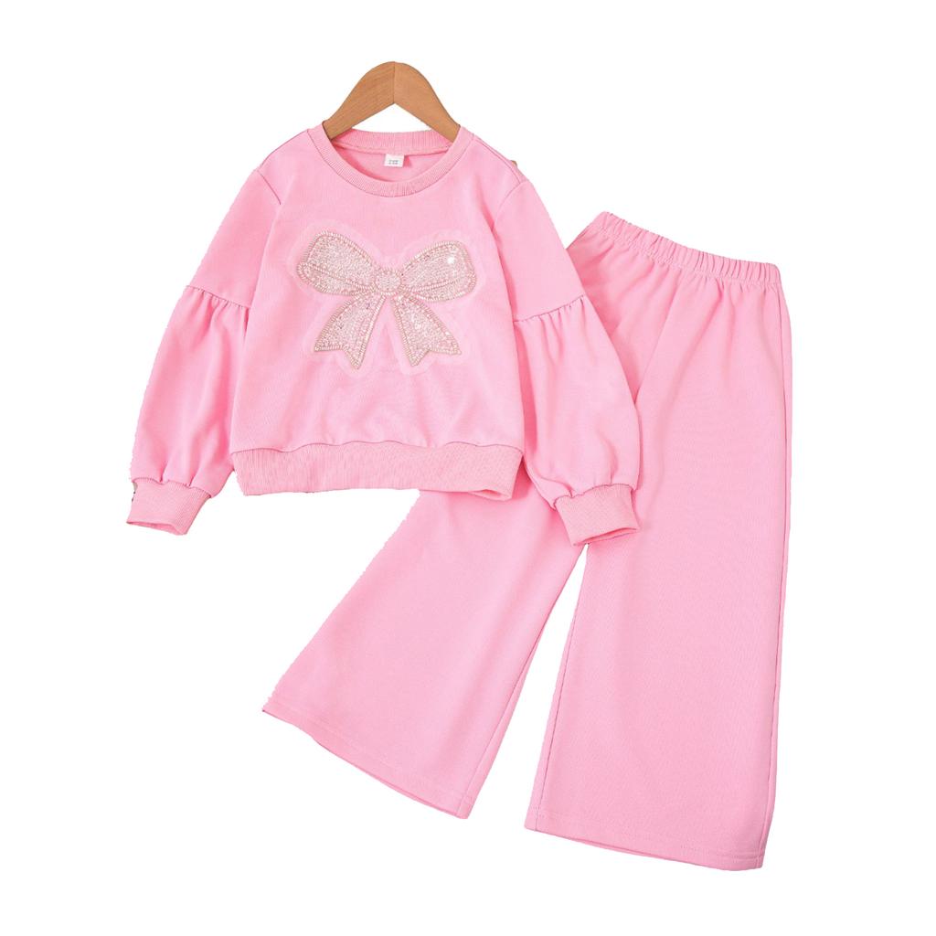 Kids Cartoon Casual Fashion Outfit Set Long Sleeve Top & Pants