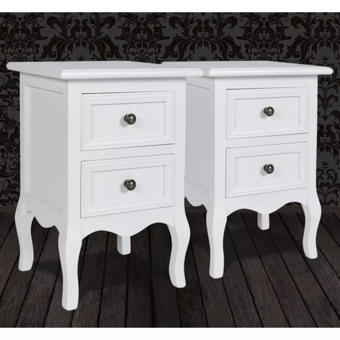 VidaXL Table de chevet 2 pcs avec 2 tiroirs MDF Blanc