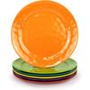 KX-WARE Melamine Plates Set of 6, 8-inch 100% Melamine Salad Plates for Everyday Use, Break-resistant and Lightweight, Multicolor