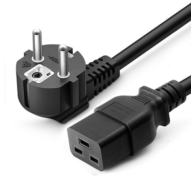 High-Power European Standard Server AC Power Cord, Pure Copper Core, C19 IEC 320 Connector