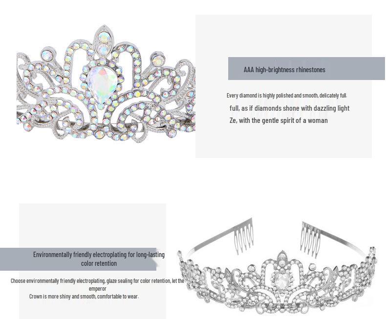 European & American Fashion Crystal Crown Bridal Headdress for Birthdays & Bachelorette Parties