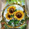 Sonnenblumen-Sonnenuntergangs-Berglandschaft Sonnenfänger Buntglas Rundes Acryl Hängende Dekoration Geeignet für Fenster Sonnenfänger Tür, Sonnenfänger