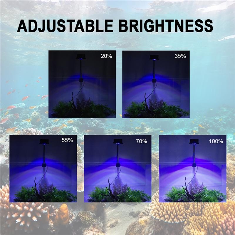 30W Clip-on Fish Tank Lamp Coral Seawater Tank Lamp Aquarium 3-Speed Timing Dimmable LED Reef Light Algae Tank Lighting 220V