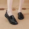 New Casual Color Block Genuine Leather Women's Flats – Plus Size, Middle-Aged Mother's Shoes