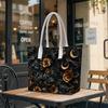 Gothic Dark Floral Moon Pattern Women Large Casual Tote Bag for Daily Shopping Outdoor Use