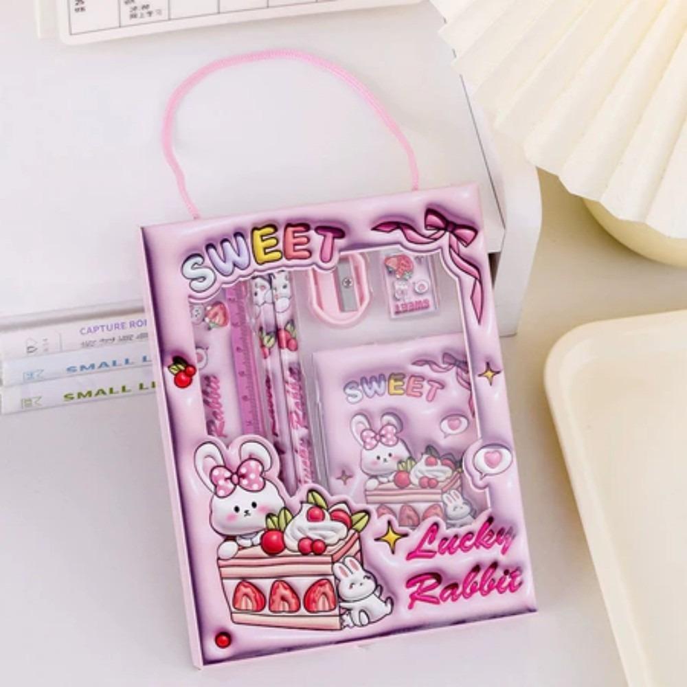 Capibara Pencil Eraser Rulers Set Notebook Stationery Gift Box Writing Supplies