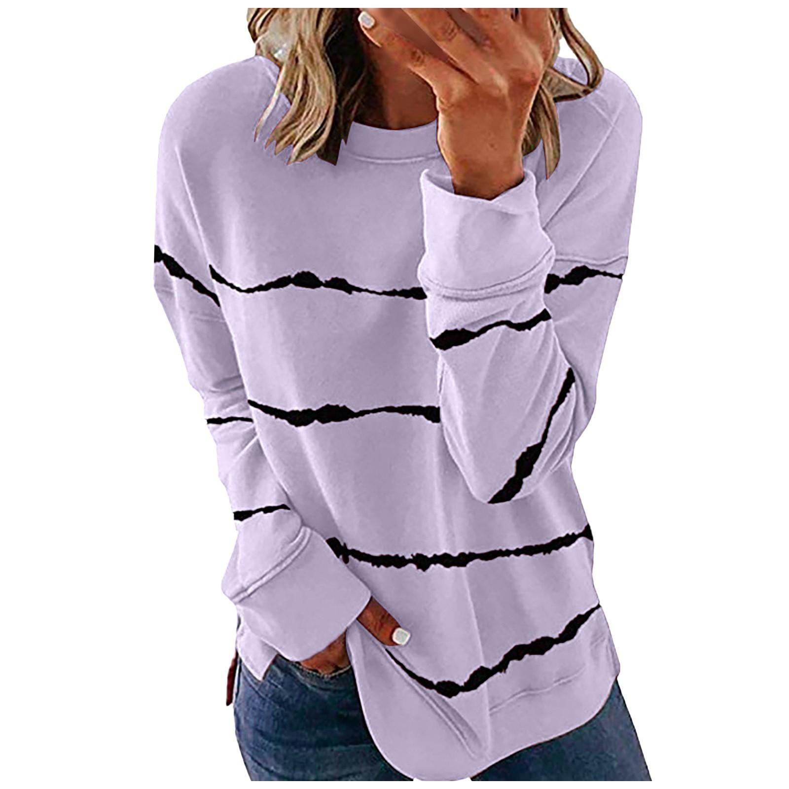 

Женский повседневный пуловер с длинными рукавами контрастного цвета, толстовка XL фиолетовый
