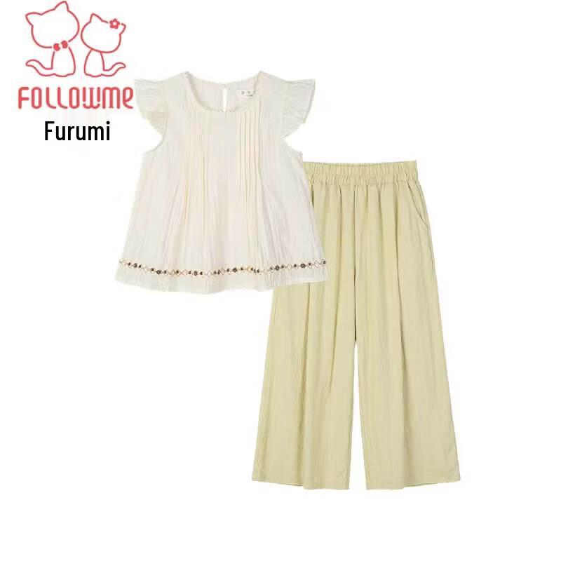 Fuluomi Girls' Sweet Korean Summer Two-Piece Set