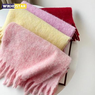 Pink Scarf Lady Autumn Winter Solid Simple Muffler Women Men Wool Blend Versatile Multi-color Soft Thermal Shawl Female Male